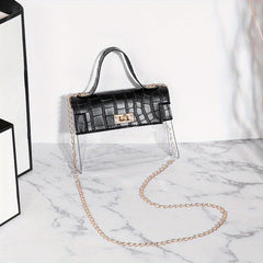 Crocodile Embossed Shoulder Bag Clear Mini Crossbody Bag