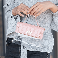 Crocodile Embossed Shoulder Bag Clear Mini Crossbody Bag