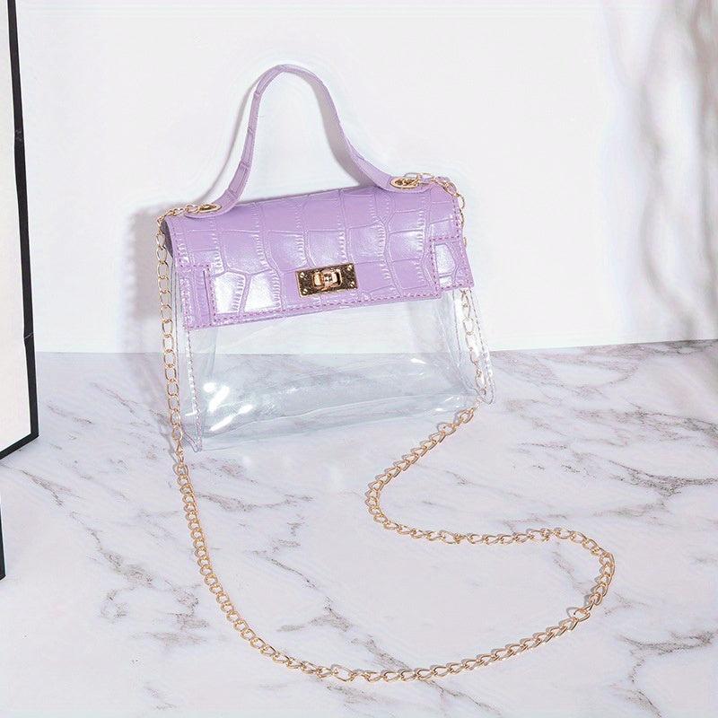 Crocodile Embossed Shoulder Bag Clear Mini Crossbody Bag