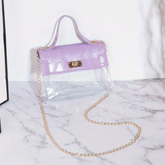 Crocodile Embossed Shoulder Bag Clear Mini Crossbody Bag