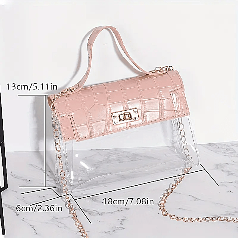 Crocodile Embossed Shoulder Bag Clear Mini Crossbody Bag