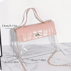 Crocodile Embossed Shoulder Bag Clear Mini Crossbody Bag