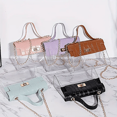 Crocodile Embossed Shoulder Bag Clear Mini Crossbody Bag