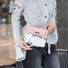 Crocodile Embossed Shoulder Bag Clear Mini Crossbody Bag