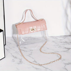 Crocodile Embossed Shoulder Bag Clear Mini Crossbody Bag
