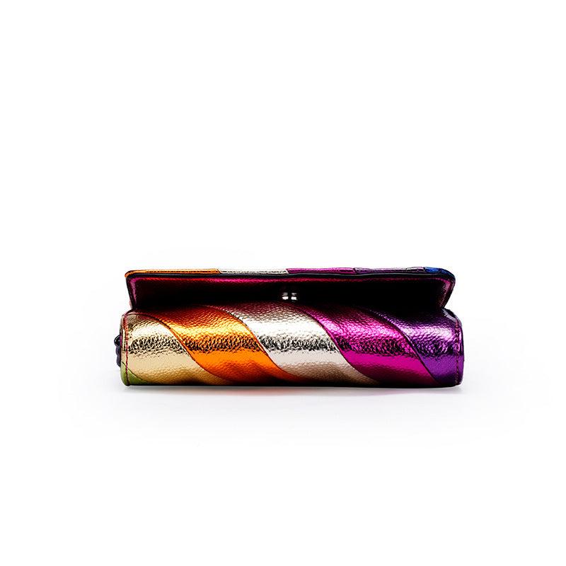Colorful Striped Crossbody Bag Rainbow Colorblock Shoulder Bag