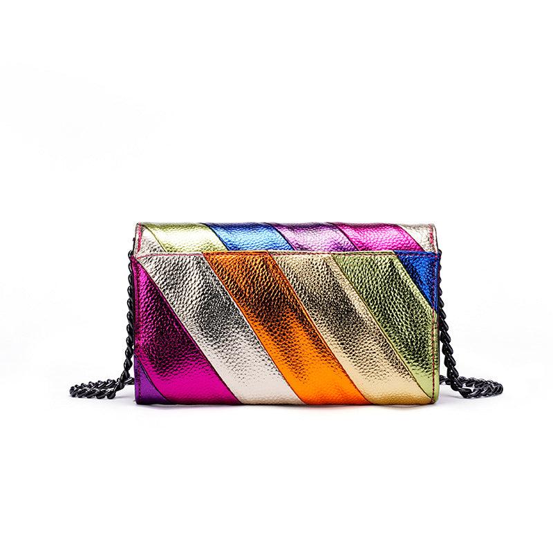 Colorful Striped Crossbody Bag Rainbow Colorblock Shoulder Bag