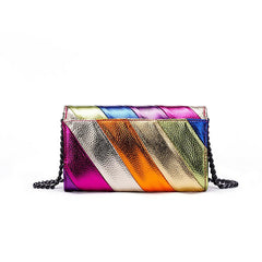 Colorful Striped Crossbody Bag Rainbow Colorblock Shoulder Bag