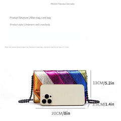 Colorful Striped Crossbody Bag Rainbow Colorblock Shoulder Bag
