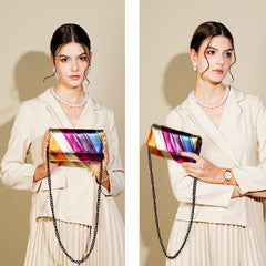 Colorful Striped Crossbody Bag Rainbow Colorblock Shoulder Bag