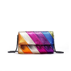 Colorful Striped Crossbody Bag Rainbow Colorblock Shoulder Bag
