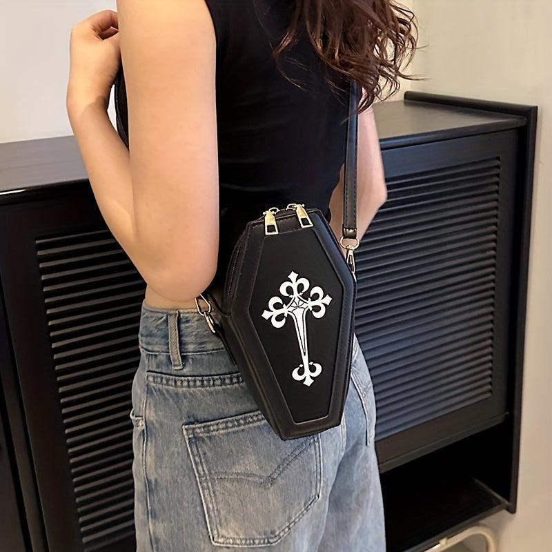 Gothic Coffin Crossbody Bag Vintage Dark Style Novelty Purse