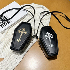Gothic Coffin Crossbody Bag Vintage Dark Style Novelty Purse