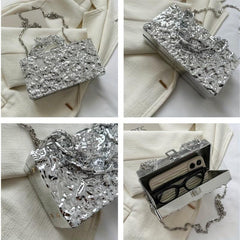 Glitter Acrylic Crossbody Evening Clutch Purse Wedding Party Handbag