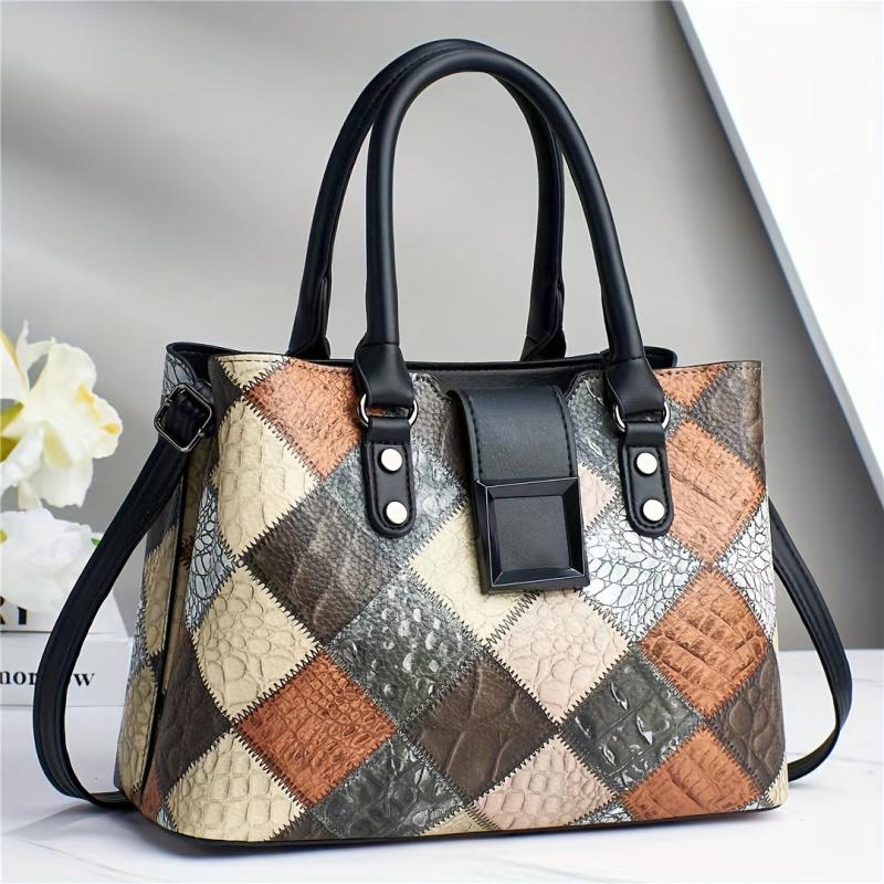 Colorblock Handbags For Women Stitching Detail Crossbody Bag