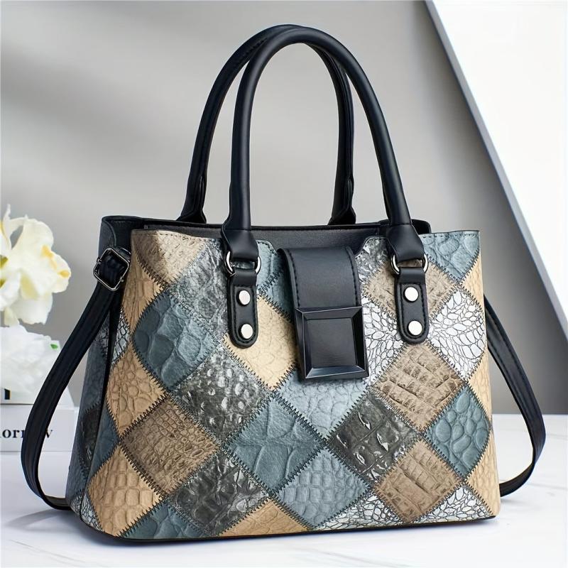 Colorblock Handbags For Women Stitching Detail Crossbody Bag