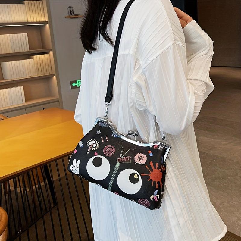 Graffiti Print Crossbody Bag Cartoon Shoulder Bag