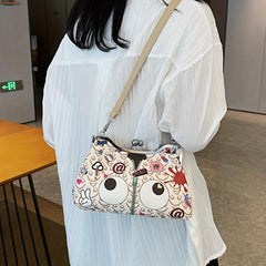 Graffiti Print Crossbody Bag Cartoon Shoulder Bag