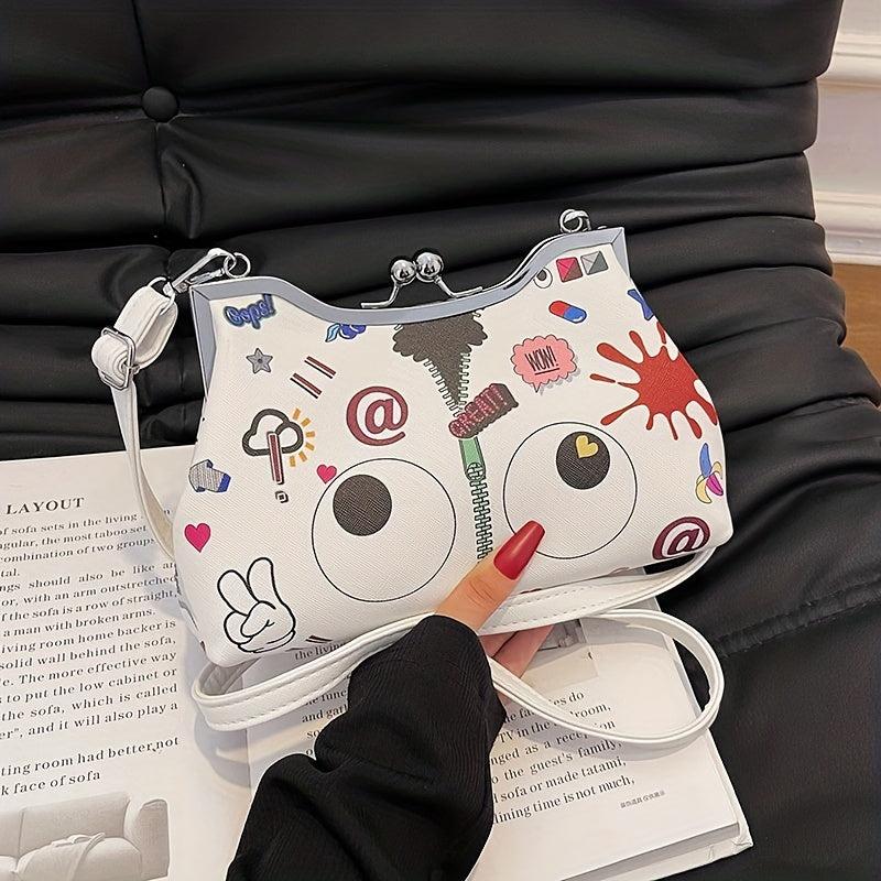 Graffiti Print Crossbody Bag Cartoon Shoulder Bag