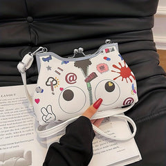 Graffiti Print Crossbody Bag Cartoon Shoulder Bag