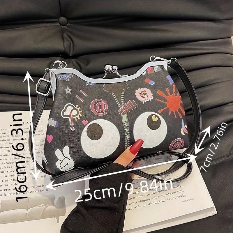 Graffiti Print Crossbody Bag Cartoon Shoulder Bag