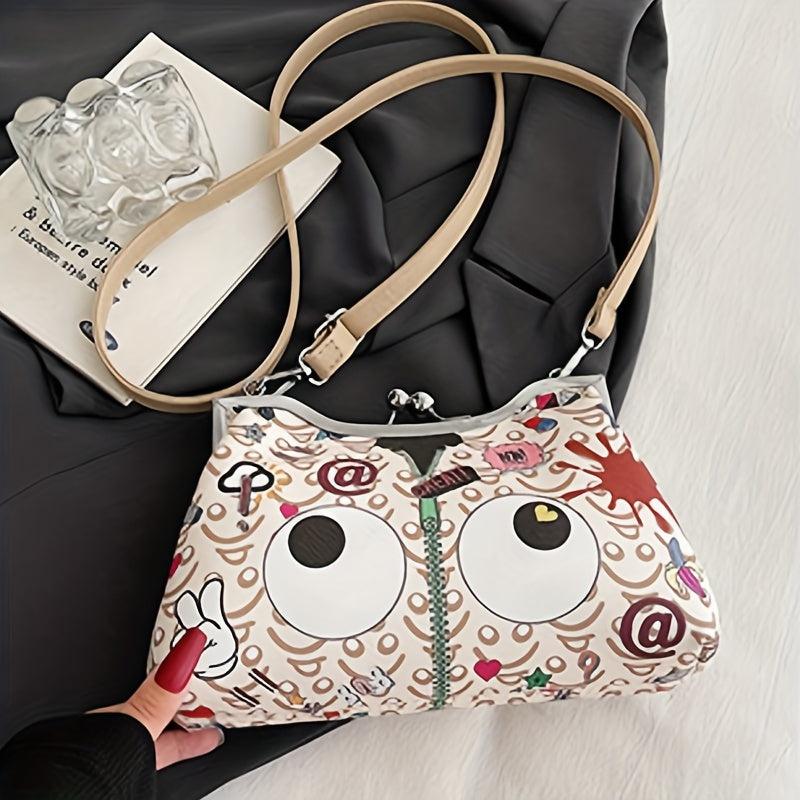 Graffiti Print Crossbody Bag Cartoon Shoulder Bag