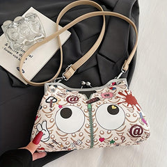 Graffiti Print Crossbody Bag Cartoon Shoulder Bag