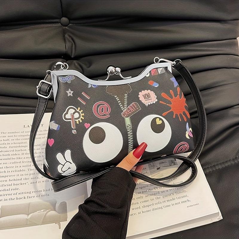 Graffiti Print Crossbody Bag Cartoon Shoulder Bag