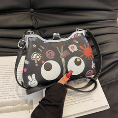 Graffiti Print Crossbody Bag Cartoon Shoulder Bag