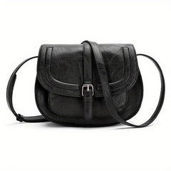 Vintage Flap Saddle Crossbody Bag Retro PU Leather Shoulder Bag