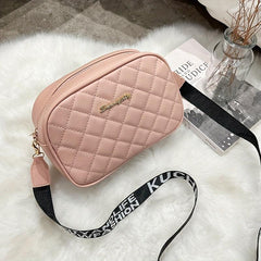 Quilted Solid Shoulder Bag Zipper PU Leather Crossbody Bag
