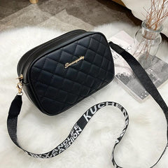 Quilted Solid Shoulder Bag Zipper PU Leather Crossbody Bag