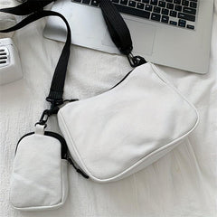Canvas Crossbody Bag With Coin Purse Letter Graphic Shoulder Bag