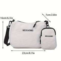 Canvas Crossbody Bag With Coin Purse Letter Graphic Shoulder Bag