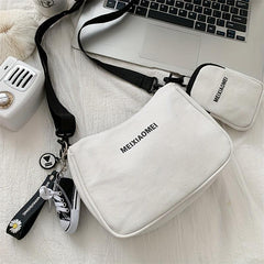 Canvas Crossbody Bag With Coin Purse Letter Graphic Shoulder Bag