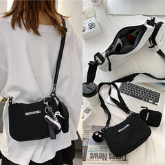 Canvas Crossbody Bag With Coin Purse Letter Graphic Shoulder Bag
