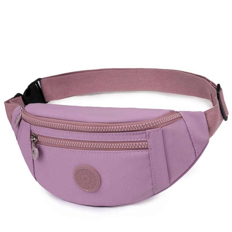 Casual Nylon Fanny Pack Double Zipper Crossbody Bag Durable Waist Bag
