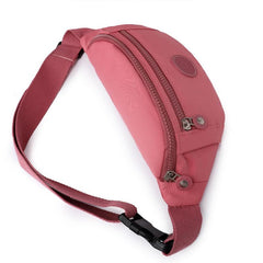 Casual Nylon Fanny Pack Double Zipper Crossbody Bag Durable Waist Bag