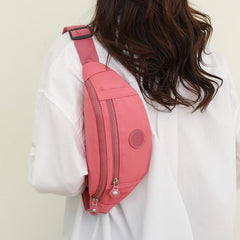 Casual Nylon Fanny Pack Double Zipper Crossbody Bag Durable Waist Bag