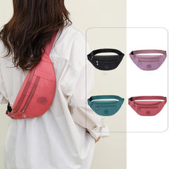 Casual Nylon Fanny Pack Double Zipper Crossbody Bag Durable Waist Bag