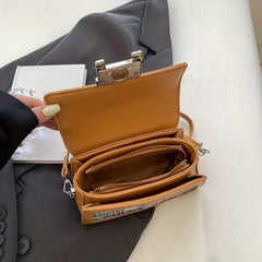 Mini Stitching Satchel Crossbody Bag PU Leather Textured Bag Purse