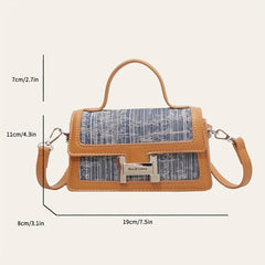 Mini Stitching Satchel Crossbody Bag PU Leather Textured Bag Purse
