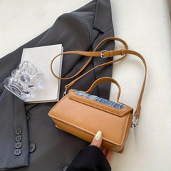 Mini Stitching Satchel Crossbody Bag PU Leather Textured Bag Purse