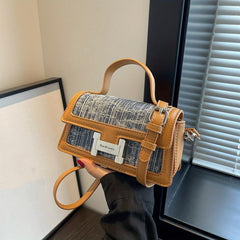 Mini Stitching Satchel Crossbody Bag PU Leather Textured Bag Purse