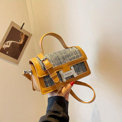 Mini Stitching Satchel Crossbody Bag PU Leather Textured Bag Purse