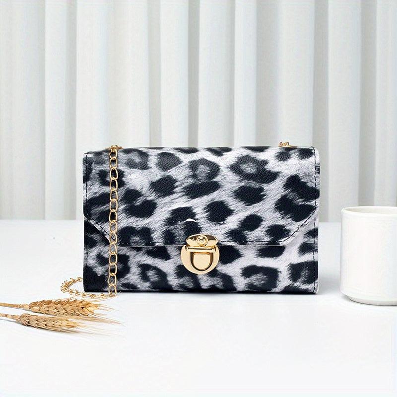 Animal Print Flap Shoulder Bag Square Crossbody Bag