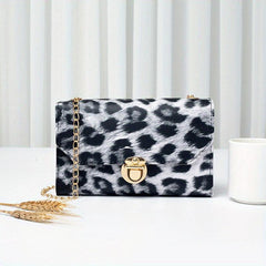 Animal Print Flap Shoulder Bag Square Crossbody Bag