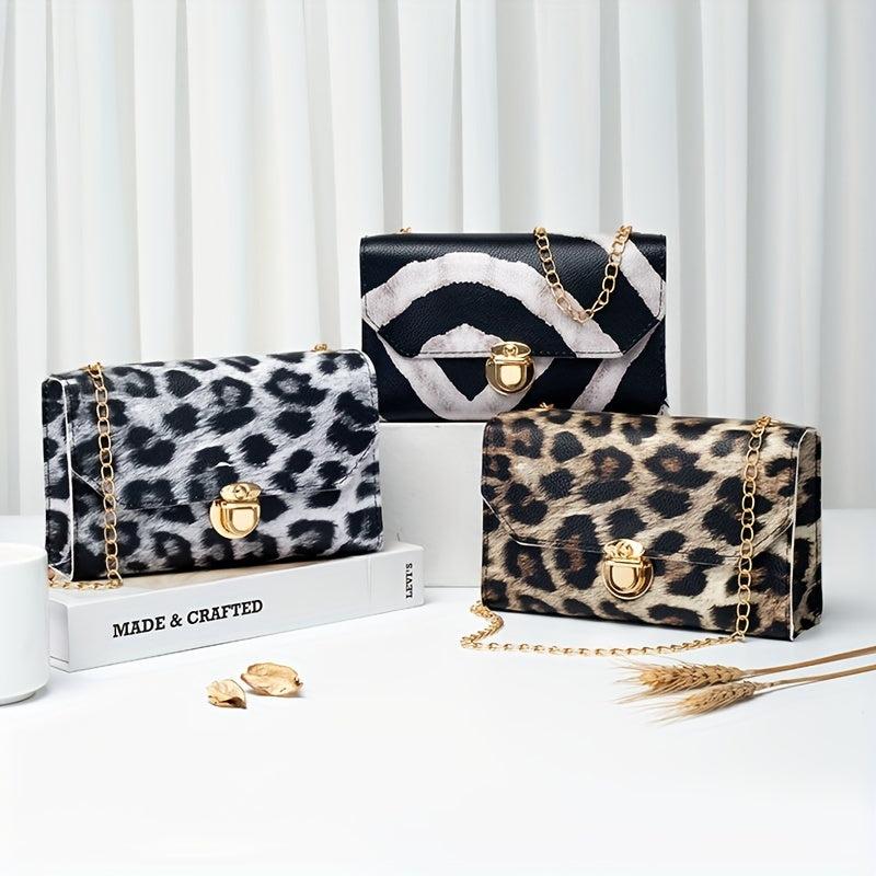 Animal Print Flap Shoulder Bag Square Crossbody Bag