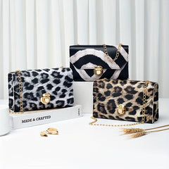 Animal Print Flap Shoulder Bag Square Crossbody Bag