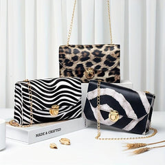 Animal Print Flap Shoulder Bag Square Crossbody Bag